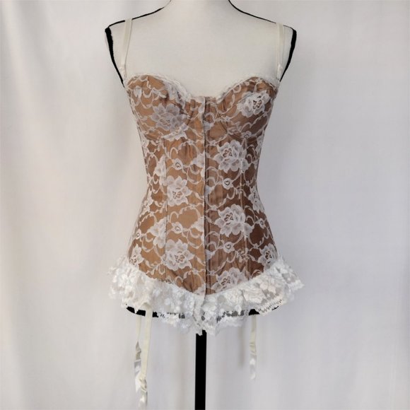Vintage Other - SOLD Vintage 90s Fredericks of Hollywood Golden Brown Convertible Lace Up Corset
